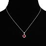 1.5ct Cushion Cut Created Ruby and Diamond Necklace Image-5