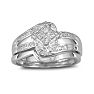 Big Look Diamond Bridal Wedding Set with Band in Sterling Silver Image-1