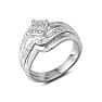 Big Look Diamond Bridal Wedding Set with Band in Sterling Silver Image-2