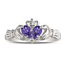 Amethyst Claddagh Ring in 10k White Gold Image-1