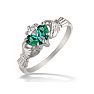 Emerald Claddagh Ring in 10k White Gold Image-2