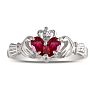 Ruby Claddagh Ring in 10k White Gold Image-1