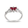 Ruby Claddagh Ring in 10k White Gold Image-3