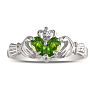 Peridot Claddaugh Ring in 10k White Gold Image-1