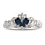 Sapphire Claddagh Ring in 10k White Gold Image-1