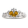 Citrine Claddaugh Ring in 10k White Gold Image-1