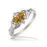 Citrine Claddaugh Ring in 10k White Gold Image-2