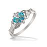 Blue Topaz  Claddagh Ring in 10k White Gold Image-2