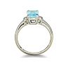 1ct Emerald Cut Blue Topaz and Diamond Ring in Sterling Silver Image-3