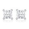 1ct Princess Diamond Stud Earrings In 14k White Gold Image-2