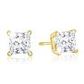 1ct G/H SI Quality Princess Diamond Stud Earrings In 14k Yellow Gold Image-1