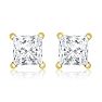 1ct G/H SI Quality Princess Diamond Stud Earrings In 14k Yellow Gold Image-2