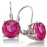 Huge 5ct Round  Pink Topaz Leverback Earrings in Sterling Silver Image-1