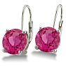 Huge 5ct Round  Pink Topaz Leverback Earrings in Sterling Silver Image-2