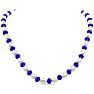 Fine Electric Blue Crystal and Giant Seed Pearl Necklace, Incredible Value For Very Bright White Pearls and Quality Crystal! Image-1