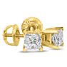 2ct G/H SI Quality Princess Diamond Stud Earrings In 14k Yellow Gold Image-1