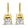 1 3/4ct Fine Quality Princess Diamond Stud Earrings In 14k Yellow Gold Image-7