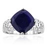 7ct Rough Cut Sapphire and Diamond Ring in Sterling Silver Image-1