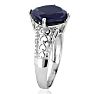 7ct Rough Cut Sapphire and Diamond Ring in Sterling Silver Image-3