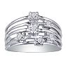 Simple and sweet stacked diamond ring is great for everyday wear.  Diamond content is 1/10 carat in I/J color and I2 clarity. Image-1
