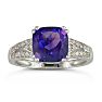 2 3/4ct Amethyst and Diamond Ring in Sterling Silver Image-1