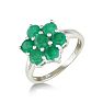 1 3/4ct Emerald Flower Ring in Sterling Silver, Ring Size 5 to 8 Image-2