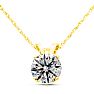 Certified 90 Point Colorless Diamond Solitaire Necklace, Almost 1 Carat in 14K Yellow Gold Image-1