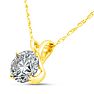 Certified 90 Point Colorless Diamond Solitaire Necklace, Almost 1 Carat in 14K Yellow Gold Image-2