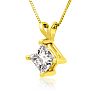 3/4ct 14k Yellow Gold Princess Diamond Pendant Image-2