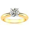 Round Engagement Rings, 1 Carat Round Shape Diamond Solitaire Ring Crafted In 14K Yellow Gold Image-1