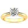 Round Engagement Rings, 1 Carat Round Shape Diamond Solitaire Ring Crafted In 14K Yellow Gold Image-1