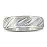 Mens and Womens Fluted Silver 6.5mm Wedding Band Ring, Size 4 to 14. Image-1