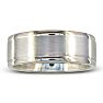 Mens and Womens Brush Finish Silver Wide 8mm Wedding Band Ring Image-1