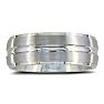 Mens and Womens Five Row Silver Wide 8mm Wedding Band Ring Image-1