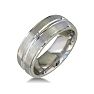 Mens and Womens Five Row Silver Wide 8mm Wedding Band Ring Image-2