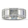 Mens and Womens High Polish and Milgrain Silver Wide 8mm Wedding Band Image-1