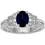 1 3/4 Carat Oval Shape Sapphire and Diamond Ring In 10 Karat White Gold Image-1