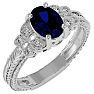 1 3/4 Carat Oval Shape Sapphire and Diamond Ring In 10 Karat White Gold Image-2