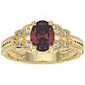 1 1/2 Carat Oval Shape Ruby and Diamond Ring In 10 Karat Yellow Gold Image-1