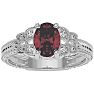 1 1/2 Carat Oval Shape Ruby and Diamond Ring In 10 Karat White Gold Image-1