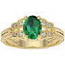1 1/4 Carat Oval Shape Emerald and Diamond Ring In 10 Karat Yellow Gold Image-1