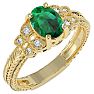 1 1/4 Carat Oval Shape Emerald and Diamond Ring In 10 Karat Yellow Gold Image-2
