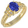 1 1/3 Carat Oval Shape Tanzanite and Diamond Ring In 10 Karat Yellow Gold Image-2
