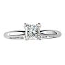 1/2 Carat Princess Shape Diamond Solitaire Ring In 14K White Gold Image-1