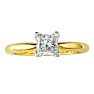 1/2 Carat Princess Shape Diamond Solitaire Ring In 14K Yellow Gold Image-1