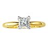 1/2 Carat Princess Shape Diamond Solitaire Ring In 14K Yellow Gold Image-1