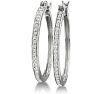 1/2ct Diamond Hoop Earrings in Sterling Silver, Over 1 Inch Image-2