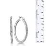 1/2ct Diamond Hoop Earrings in Sterling Silver, Over 1 Inch Image-3
