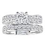 1ct Round Diamond Bridal Set, 14k White Gold Image-1
