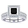 1ct Black and White Princess Cut Diamond Pave Bridal Set, SS Image-1